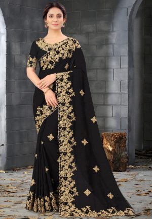 এক্সক্লুসিভ ওয়েটলেস জর্জেট এমব্রয়ডারি করা শাড়ি